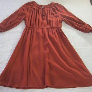 Old Navy Dress MP Rust Orange Elastic Waist Tassels